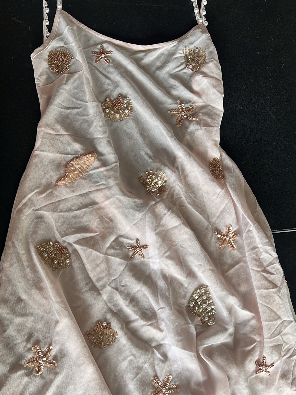 Nasty Gal Pale Pink Sequin Shell & Starfish Slip Dress
